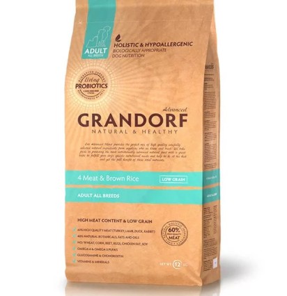 Grandorf Adult Medium&Maxi сухой корм для взрослых собак средних и крупных пород 4 вида мяса c пробиотиком 1 кг. 